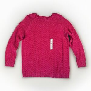 NWT Sonoma Cable Knit Pink Sweater Womens Plus Size XXL Crewneck Colorful NEW